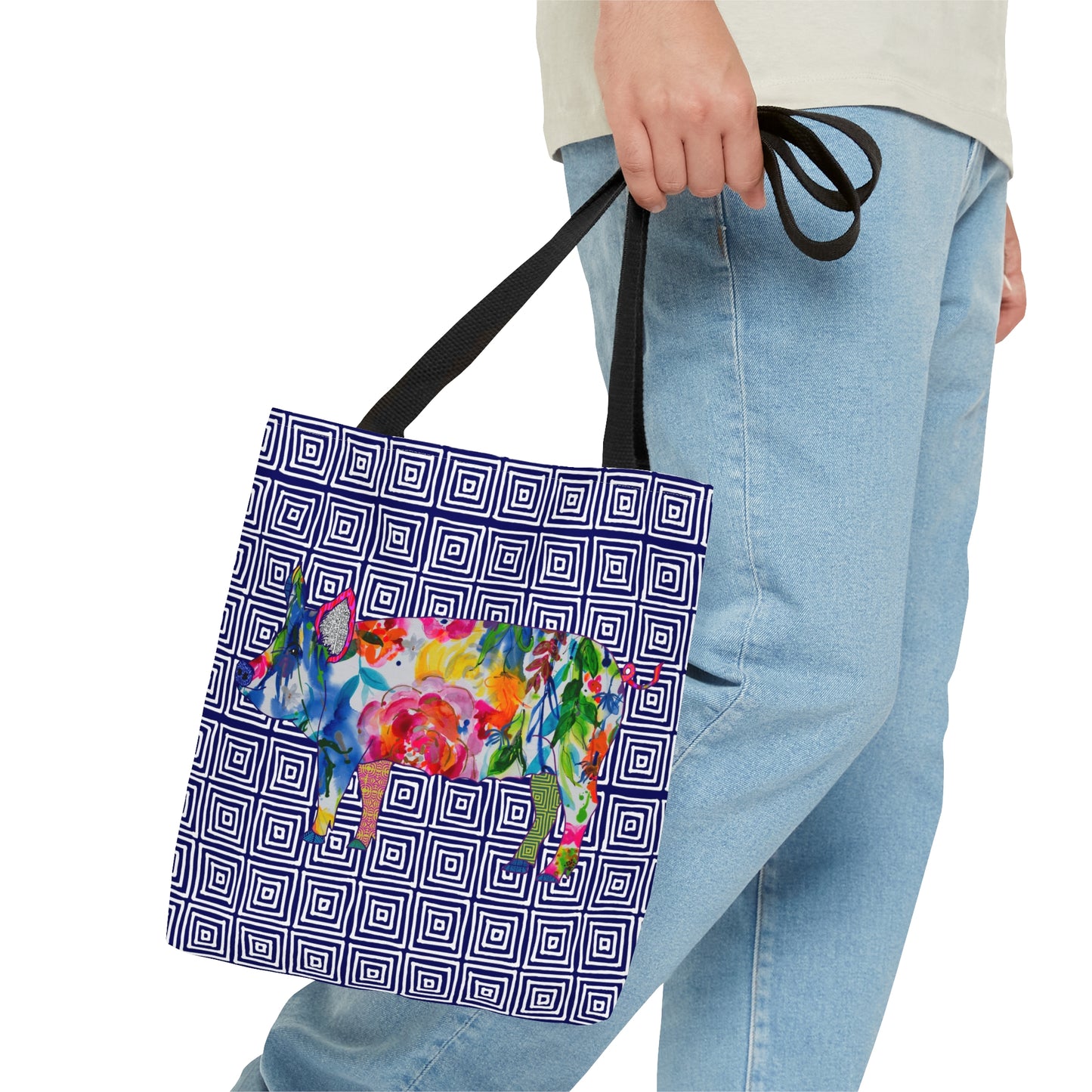 Pig Geo Squares ~ Jubilant ~ Tote Bag