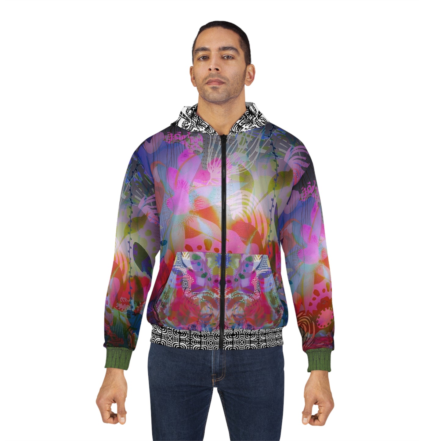 Blue Drama Unisex Zip Hoodie by Jennifer Visscher