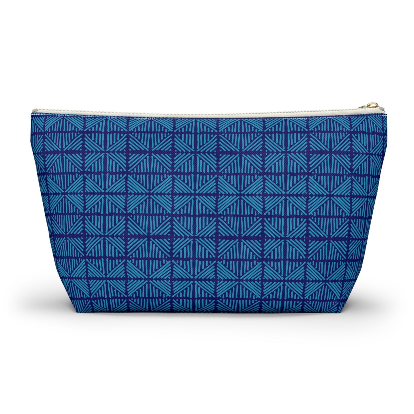 Blue Diamonds and Stripes Pattern ~ Accessory Pouch w T-bottom