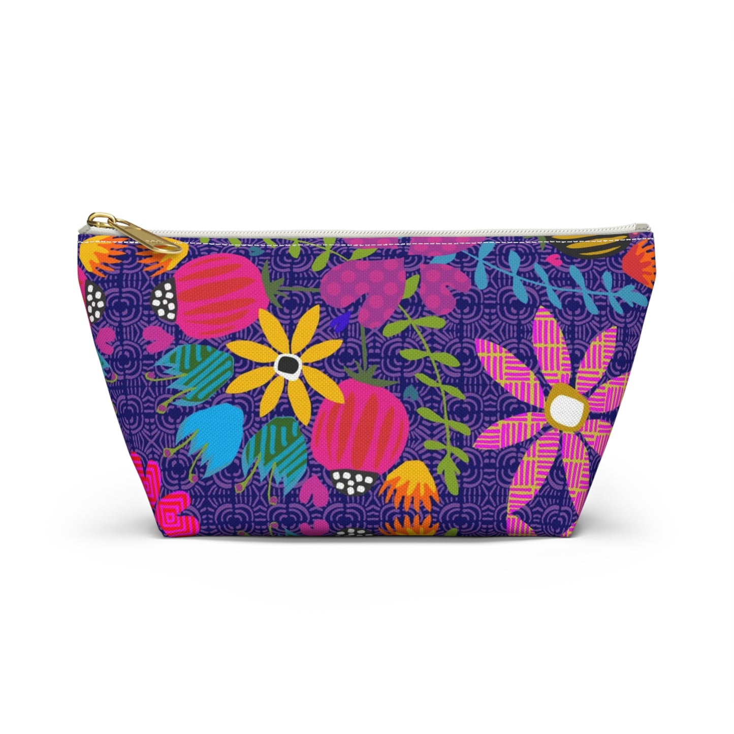 Funky Folk Flowers Offset ~ Purple ~ Accessory Pouch w T-bottom