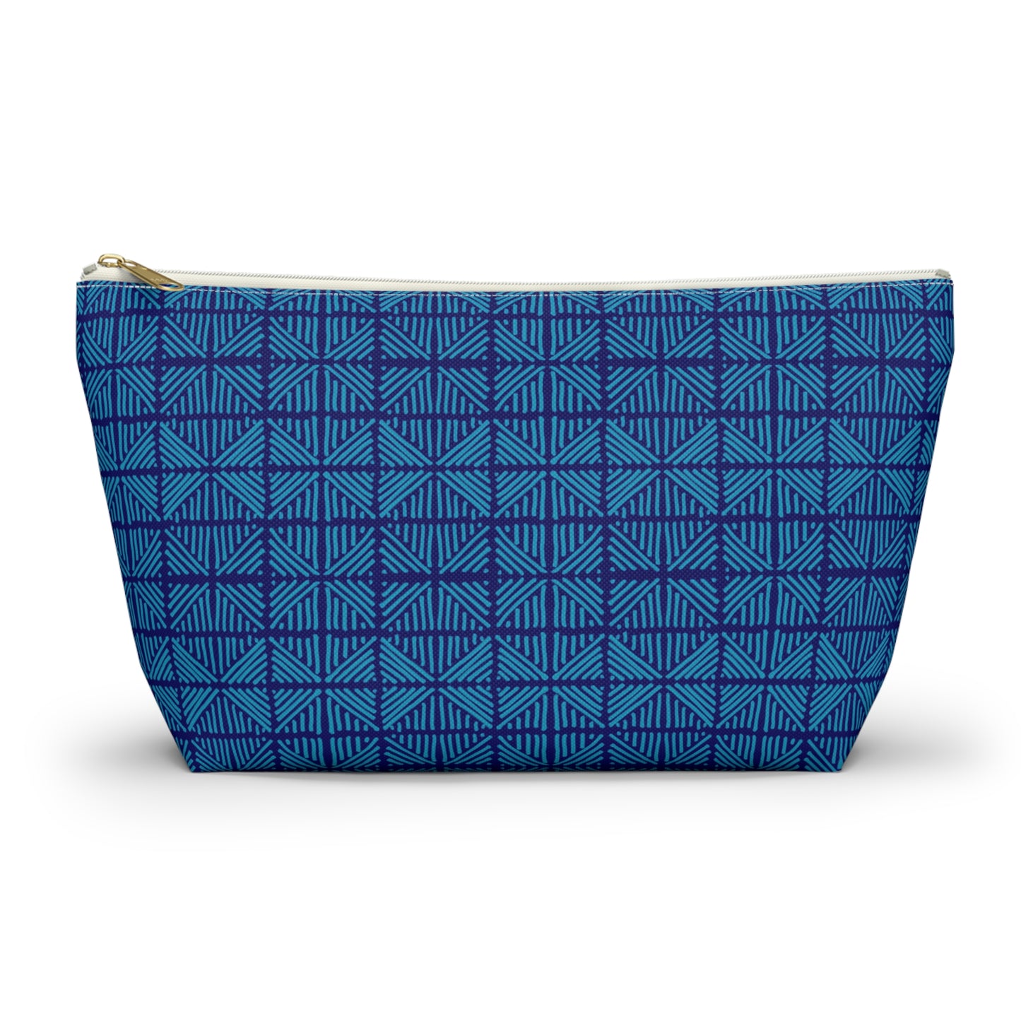 Blue Diamonds and Stripes Pattern ~ Accessory Pouch w T-bottom
