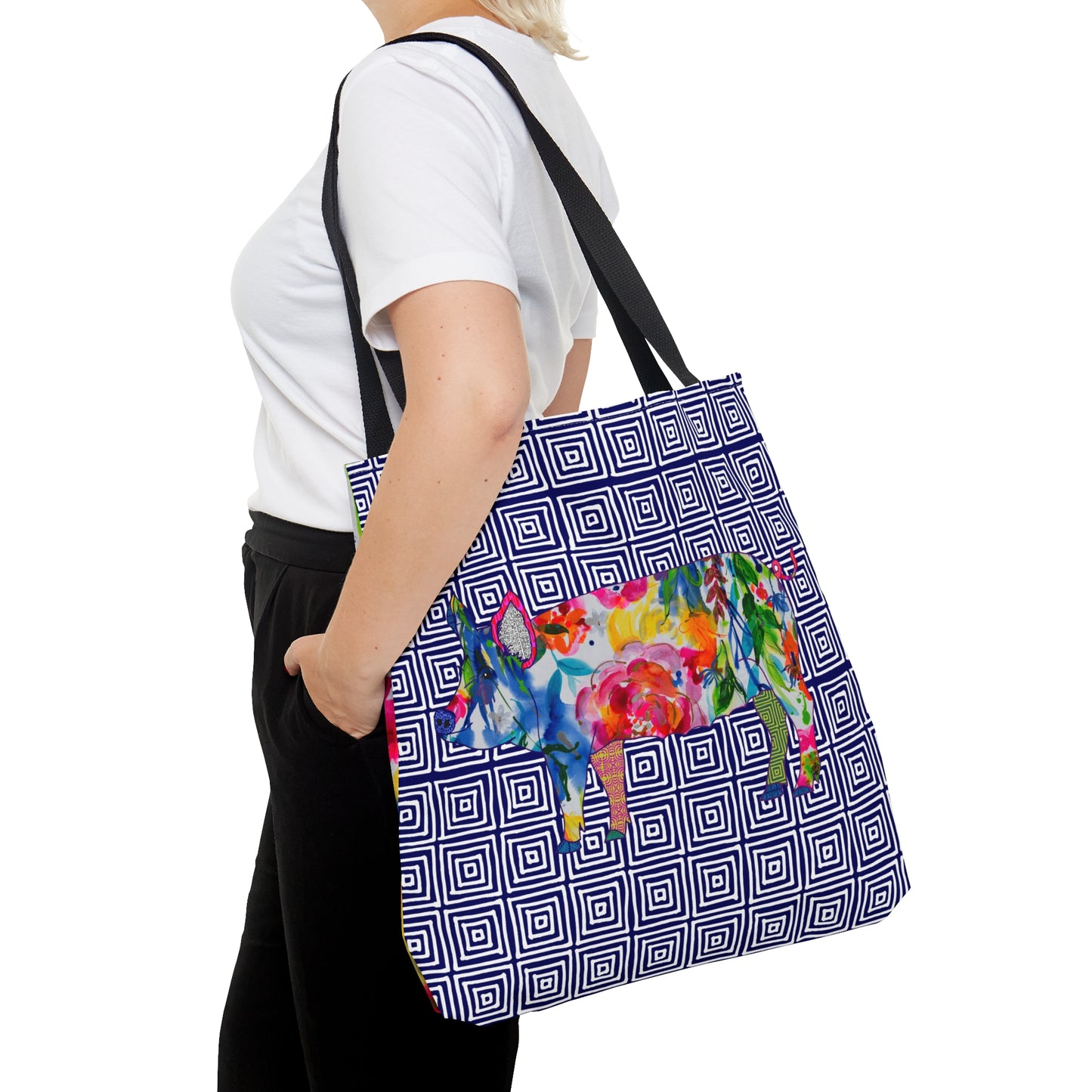 Pig Geo Squares ~ Jubilant ~ Tote Bag
