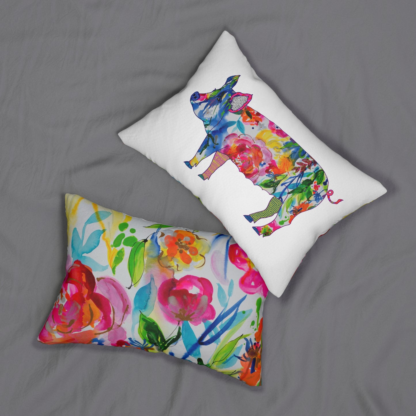 Pig ~ Jubilant ~ Lumbar Pillow