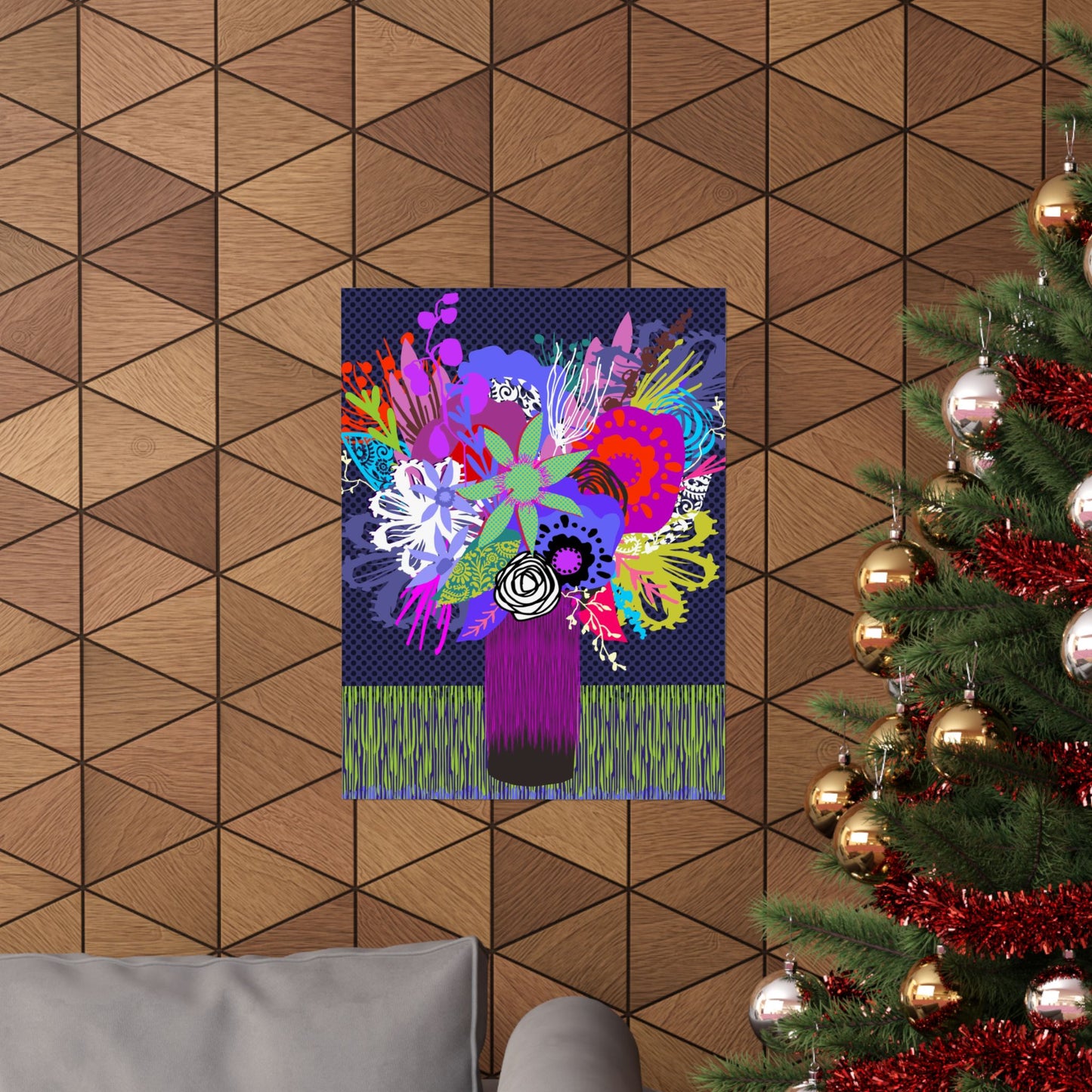 Wild Abandon Vase Of Flowers ~ Navy ~ Premium Matte Art Poster