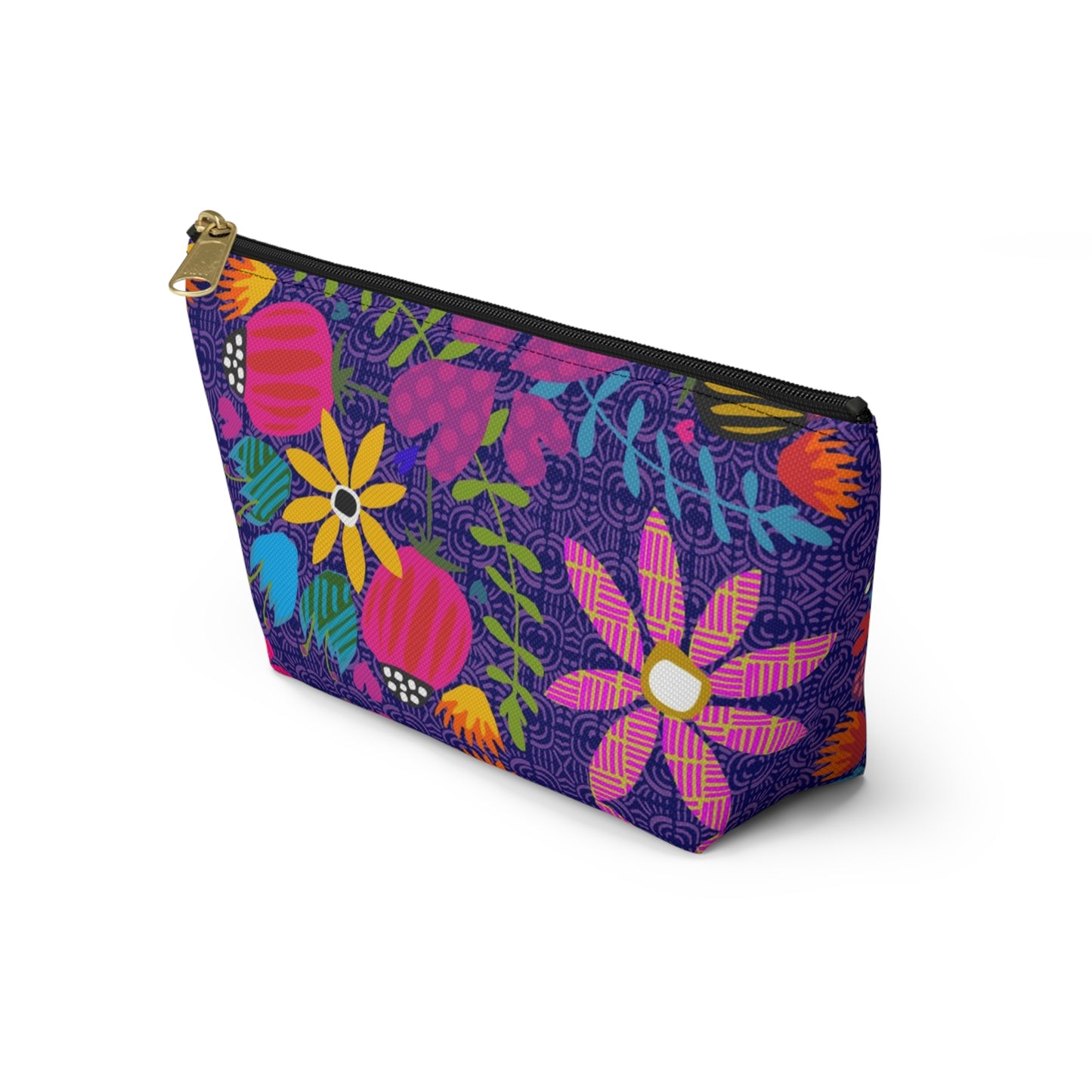 Funky Folk Flowers Offset ~ Purple ~ Accessory Pouch w T-bottom