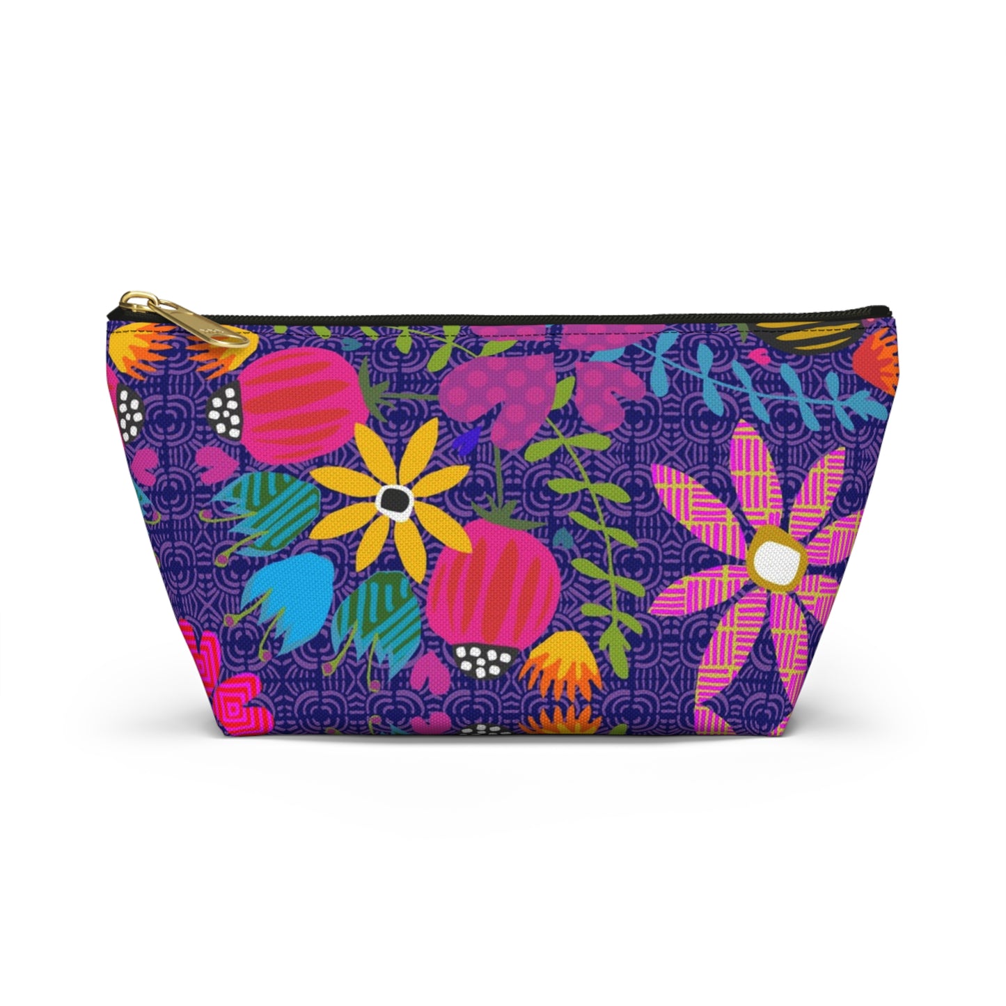 Funky Folk Flowers Offset ~ Purple ~ Accessory Pouch w T-bottom