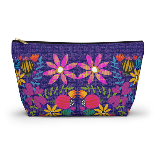 Funky Folk Flowers ~ Purple ~ Accessory Pouch w T-bottom