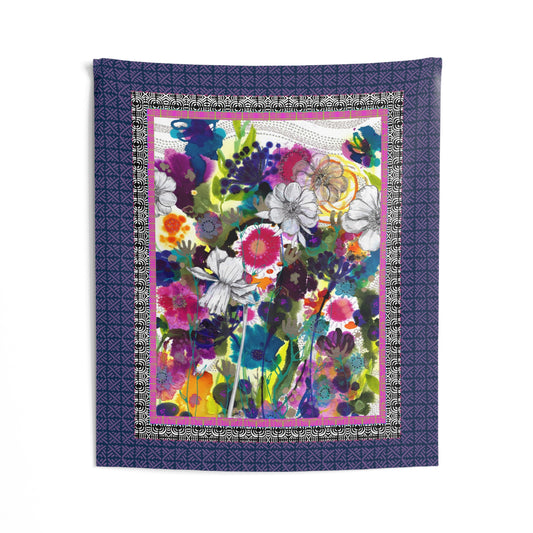 Striving with Navy and Purple Border ~ Indoor Wall Tapestries