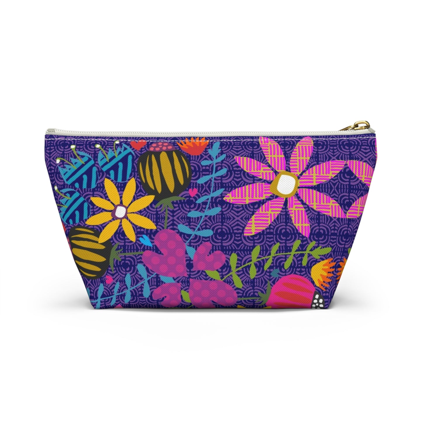 Funky Folk Flowers Offset ~ Purple ~ Accessory Pouch w T-bottom