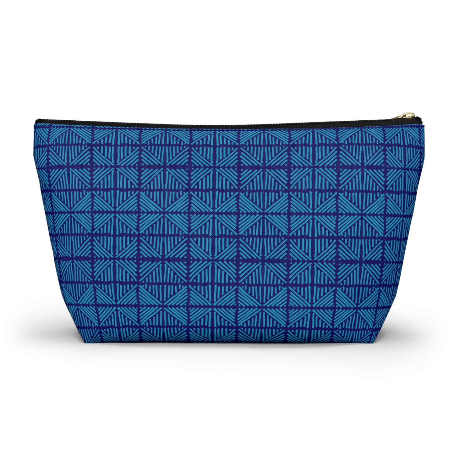 Blue Diamonds and Stripes Pattern ~ Accessory Pouch w T-bottom