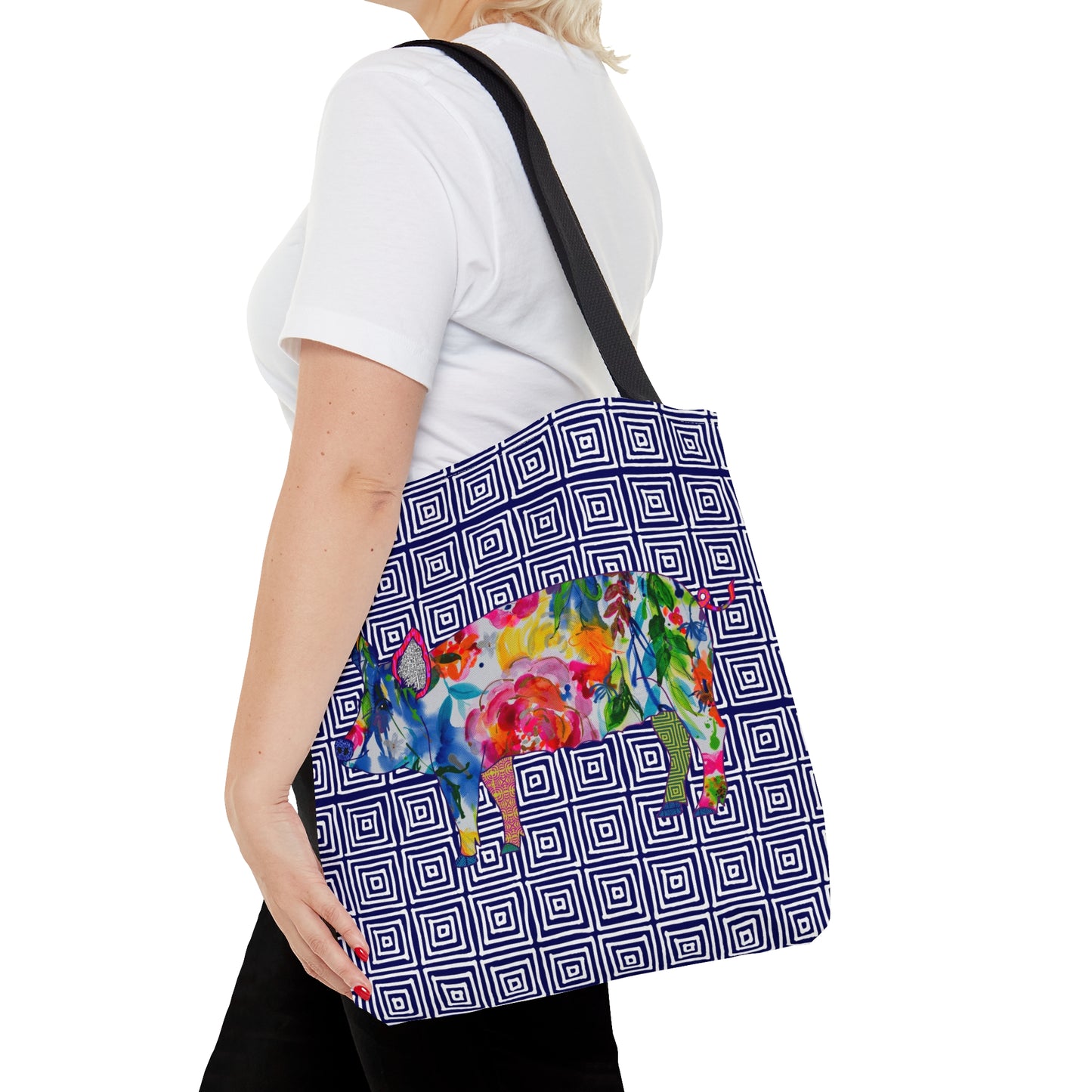 Pig Geo Squares ~ Jubilant ~ Tote Bag