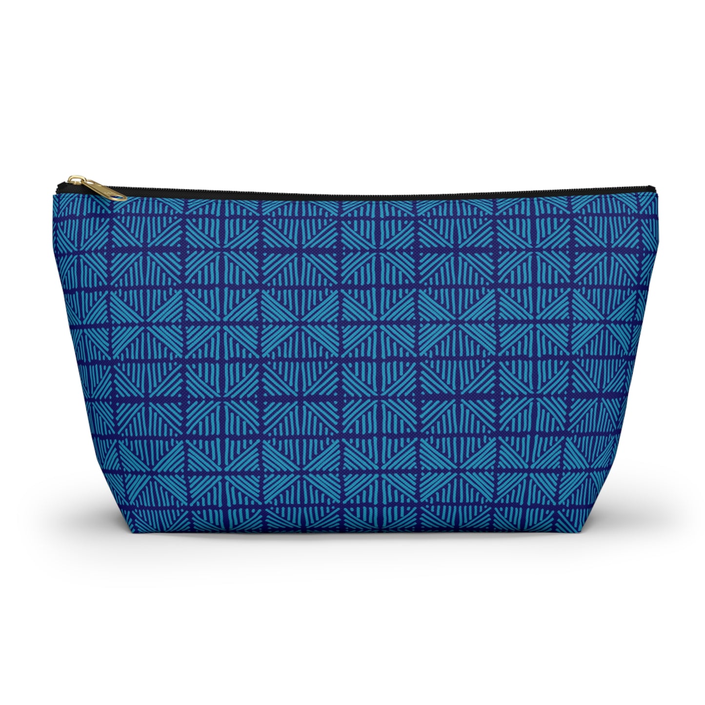 Blue Diamonds and Stripes Pattern ~ Accessory Pouch w T-bottom