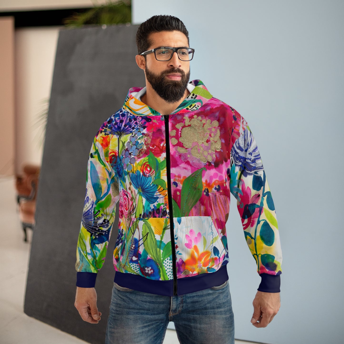 My Dad's Garden with Blue ~ Unisex Zip Hoodie