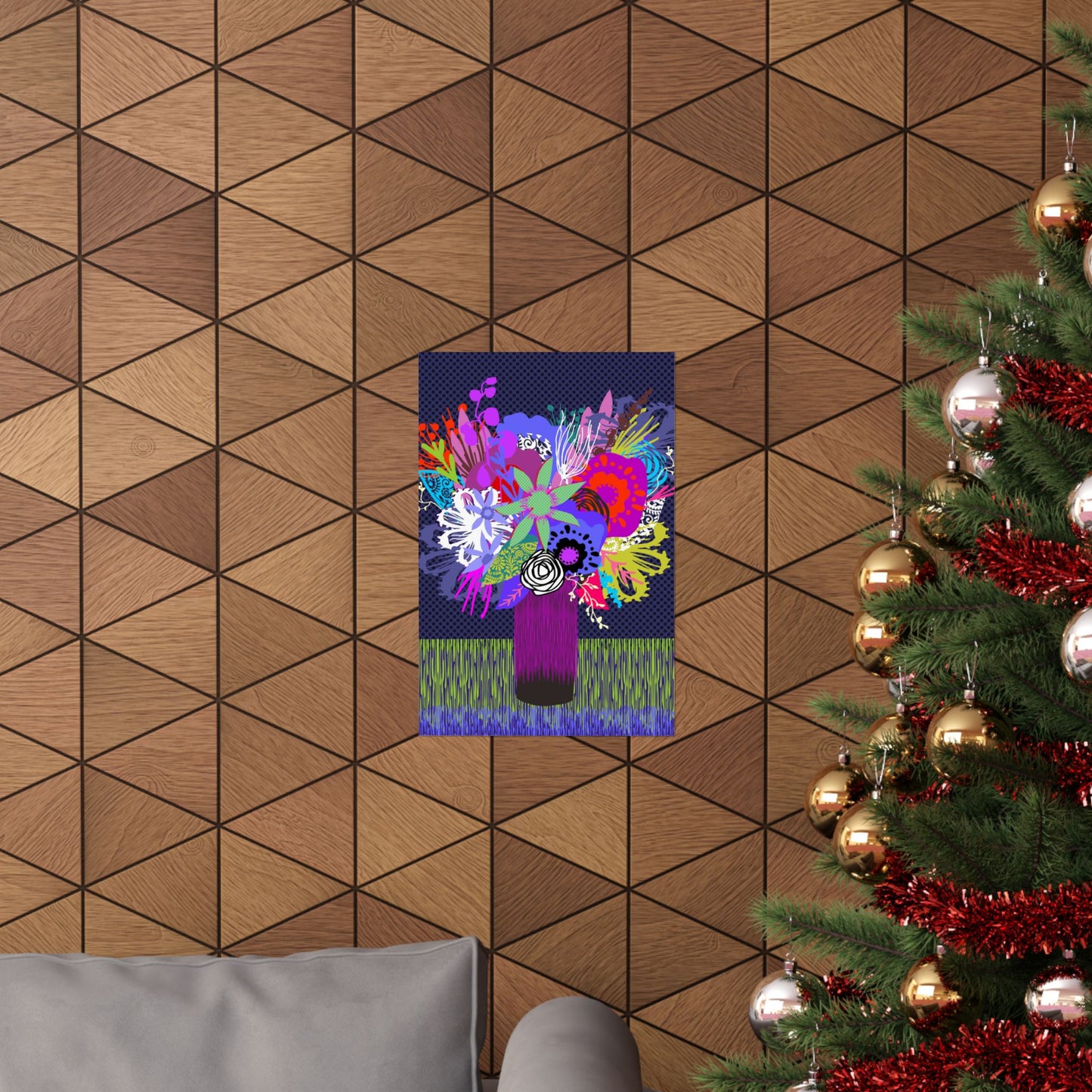 Wild Abandon Vase Of Flowers ~ Navy ~ Premium Matte Art Poster