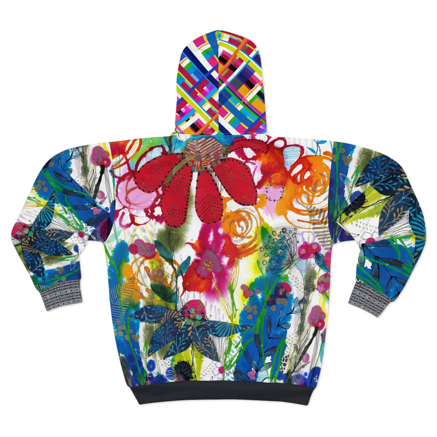 Mixed Patterns Unisex Zip Hoodie with Belonging Painting by Jennifer Visscher