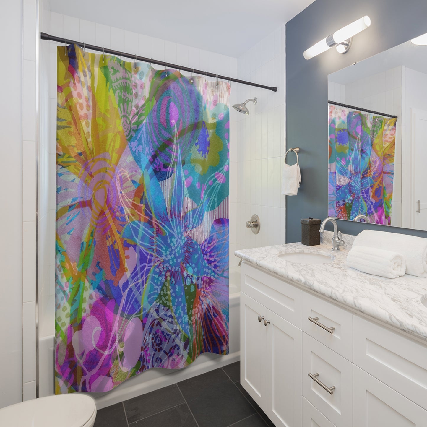 Garden Crush ~ Rainbow Colors ~ Shower Curtain