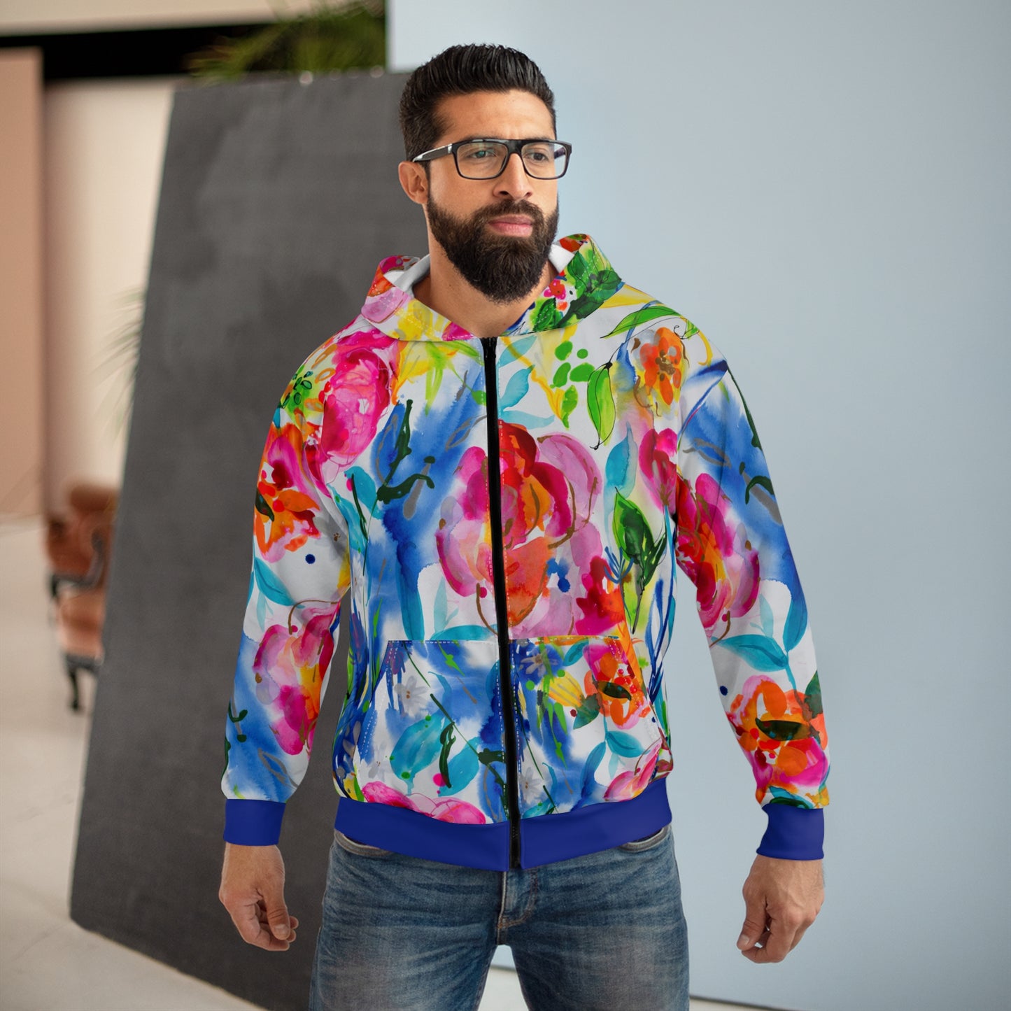 Jubilant with Blue ~ Unisex Zip Hoodie