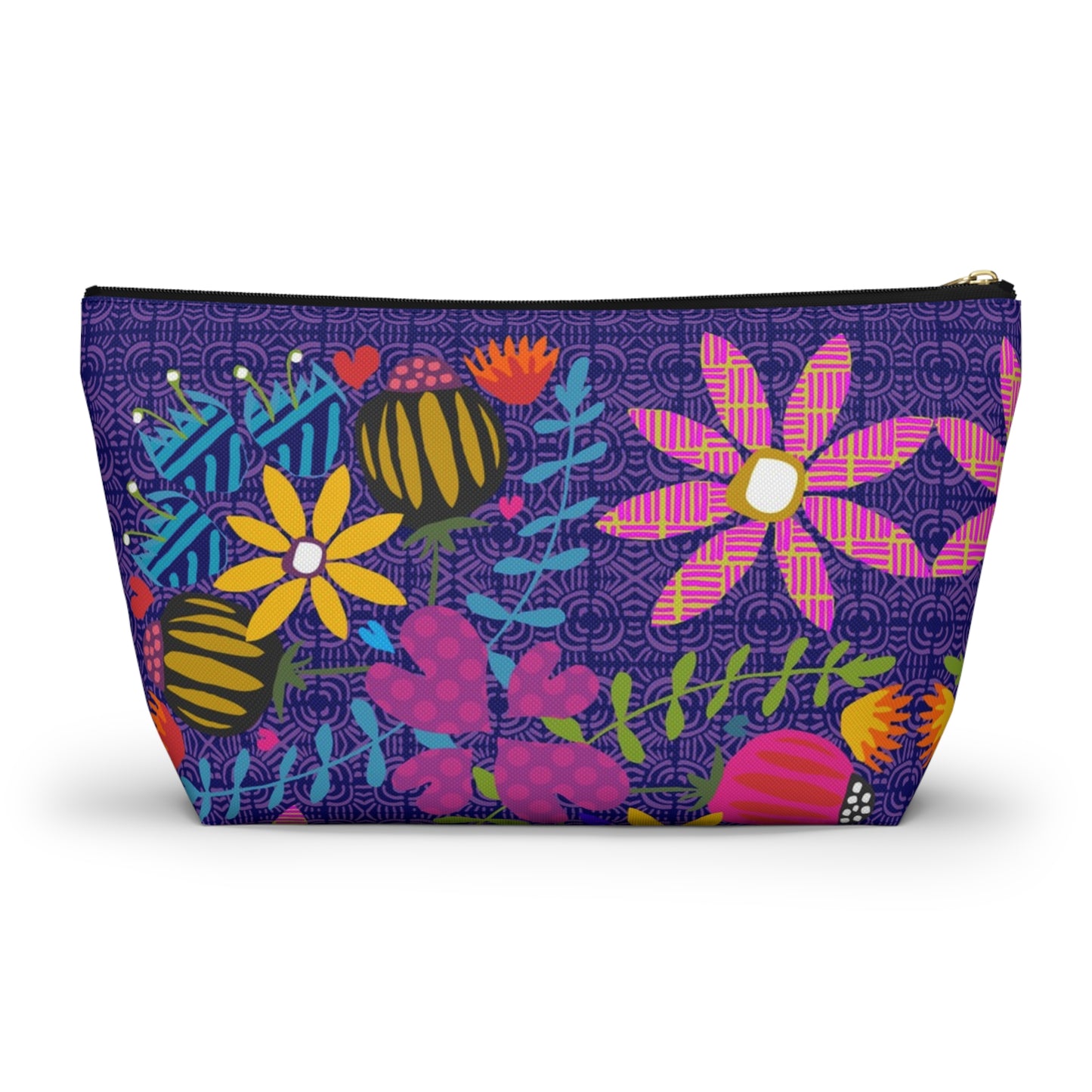 Funky Folk Flowers Offset ~ Purple ~ Accessory Pouch w T-bottom