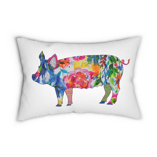 Pig ~ Jubilant ~ Lumbar Pillow