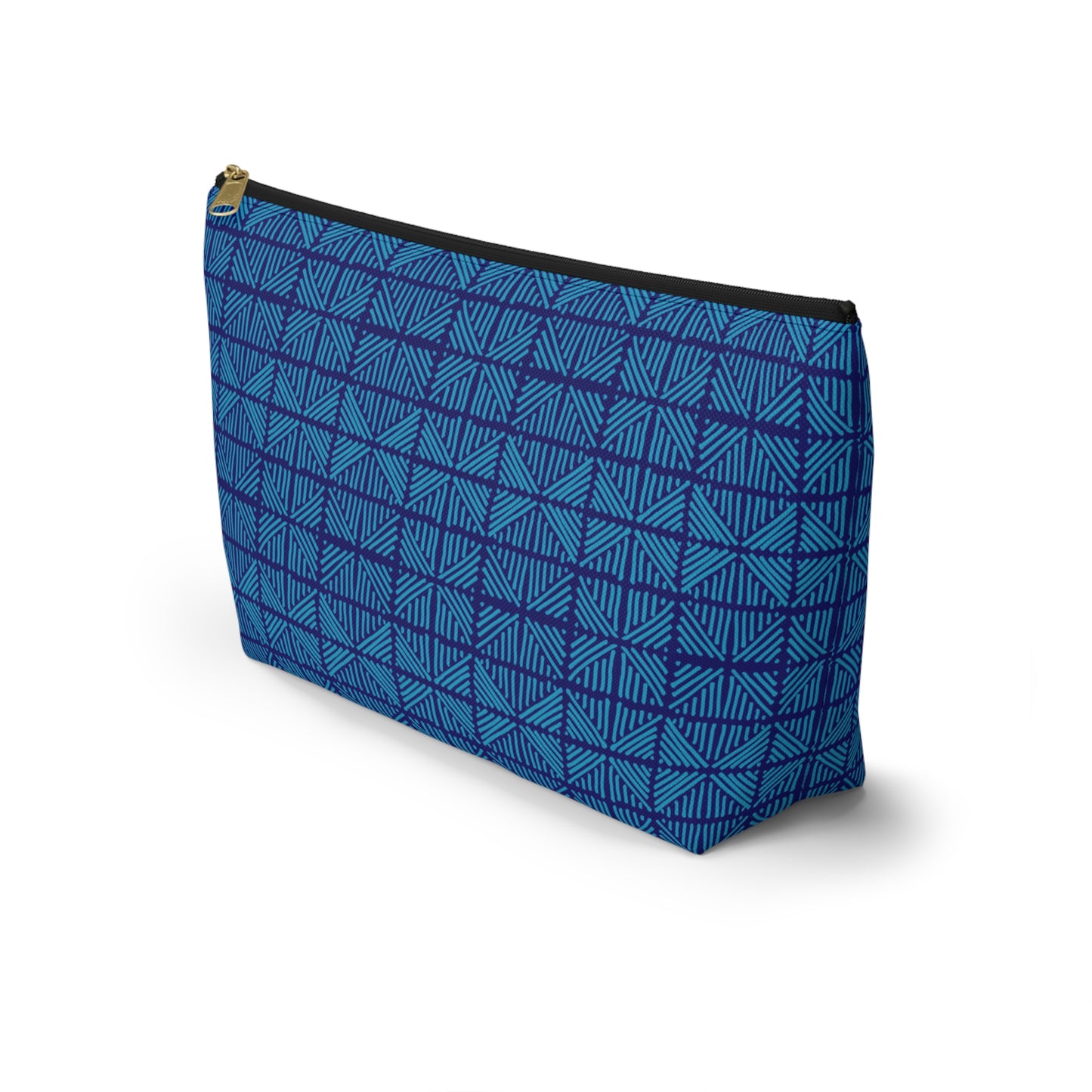Blue Diamonds and Stripes Pattern ~ Accessory Pouch w T-bottom