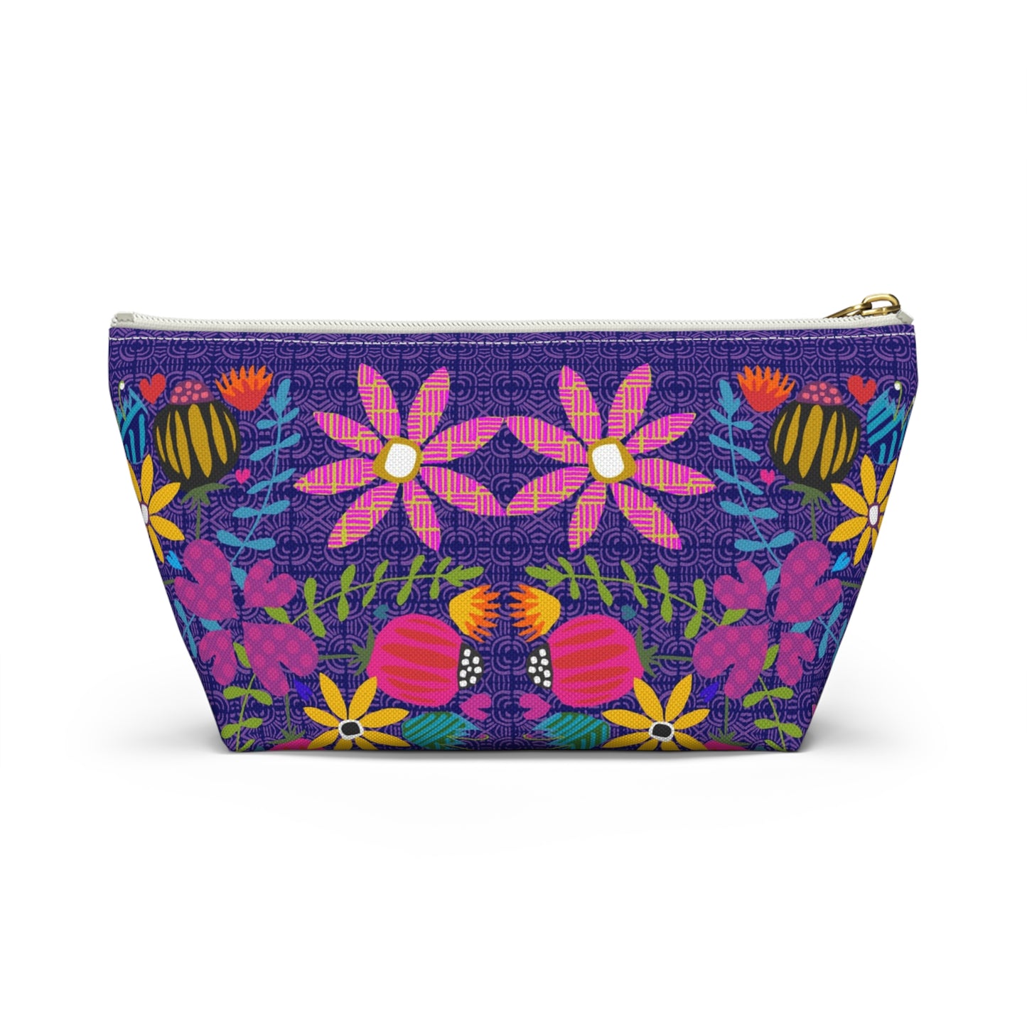 Funky Folk Flowers ~ Purple ~ Accessory Pouch w T-bottom