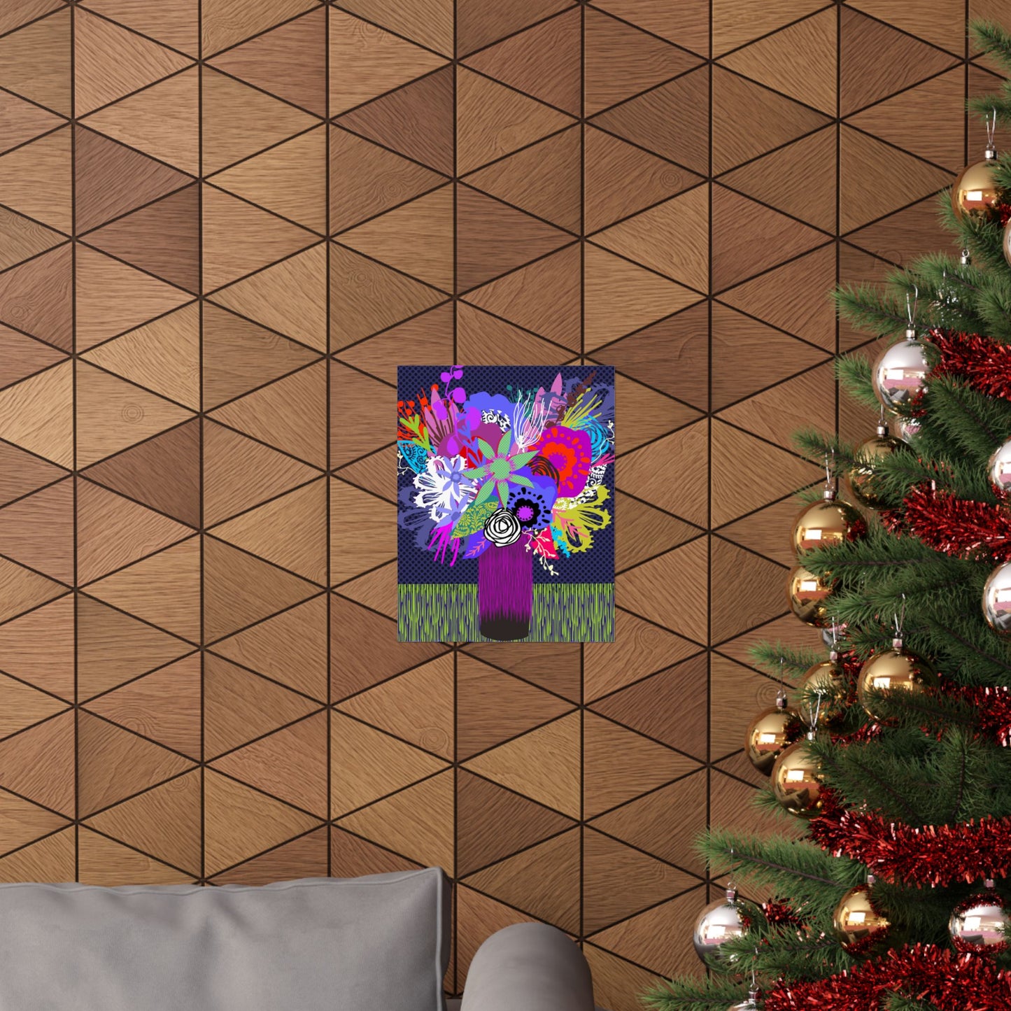 Wild Abandon Vase Of Flowers ~ Navy ~ Premium Matte Art Poster