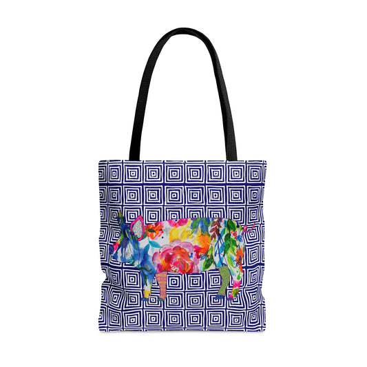 Pig Geo Squares ~ Jubilant ~ Tote Bag